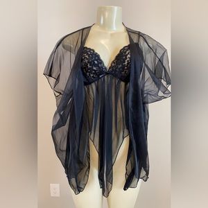 Sheer lacy baby dolls nightgown with robe and matching panty lingerie size small